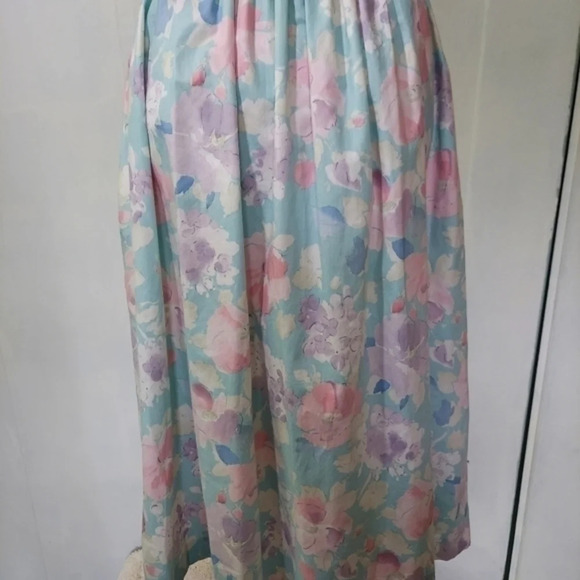 Vtg 80s Lili Richard's Aqua Lavendar Pink Floral Button Down Floral Dress - Picture 14 of 16